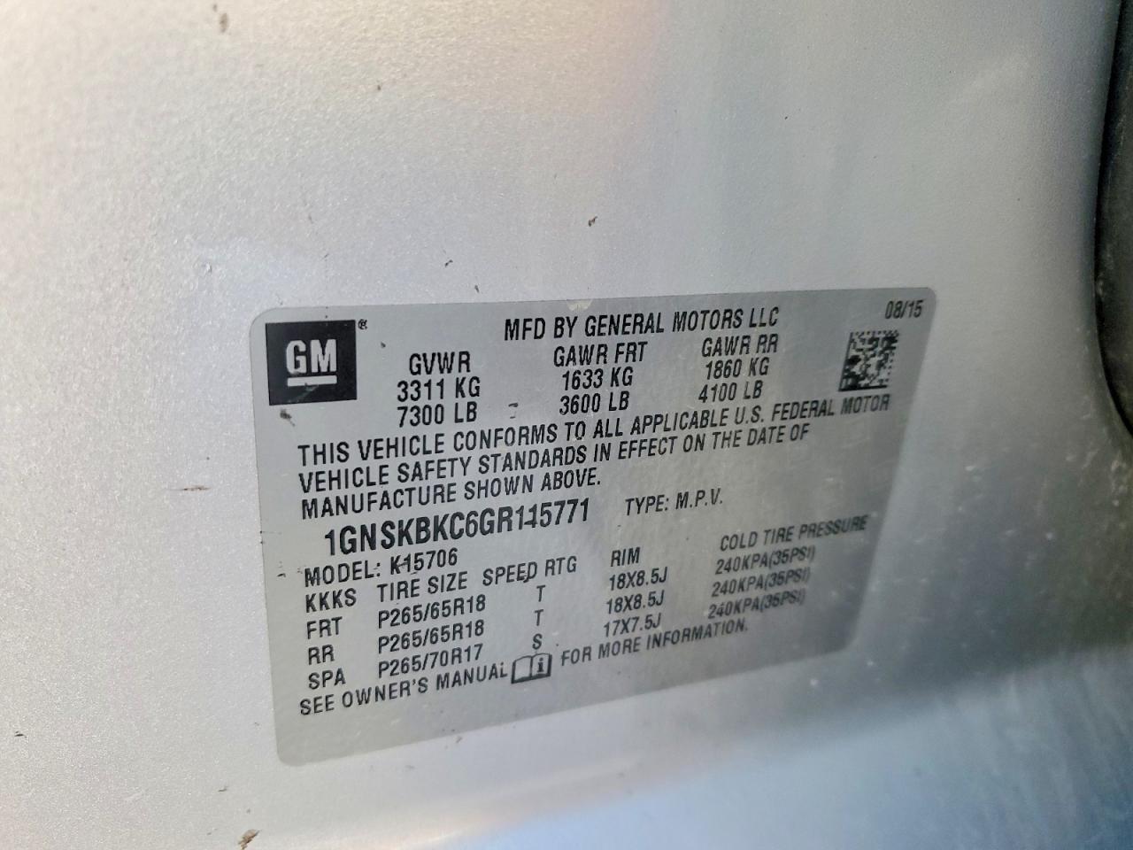 2016 Chevrolet Tahoe K1500 lt