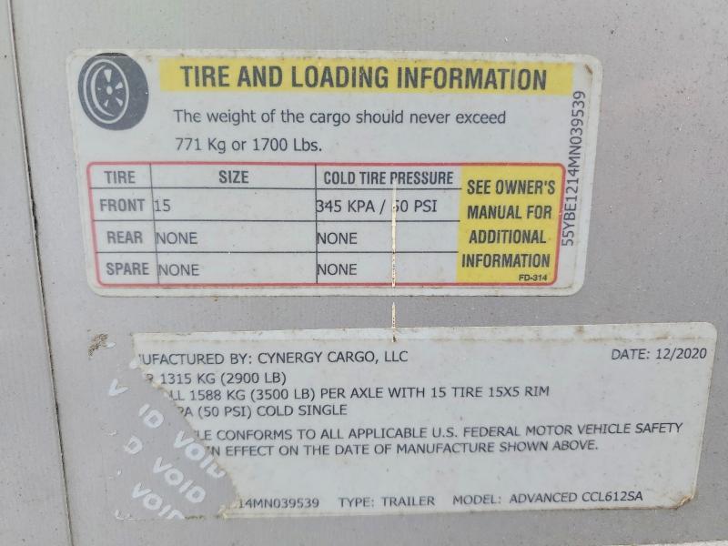 2021 Cynergy Cargo Advanced CCL612SA Enclosed Cargo Trailer