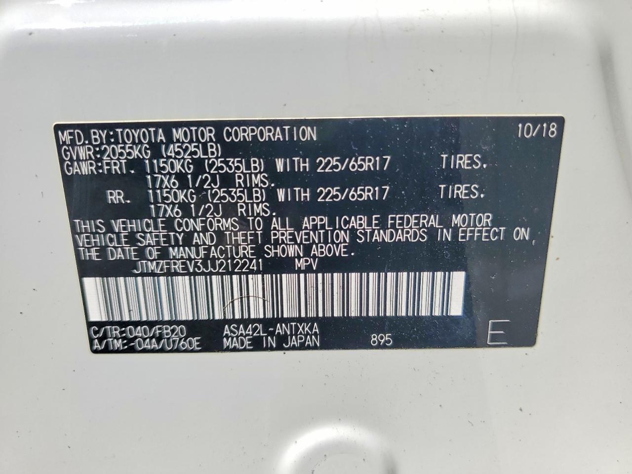 2018 Toyota Rav4 le