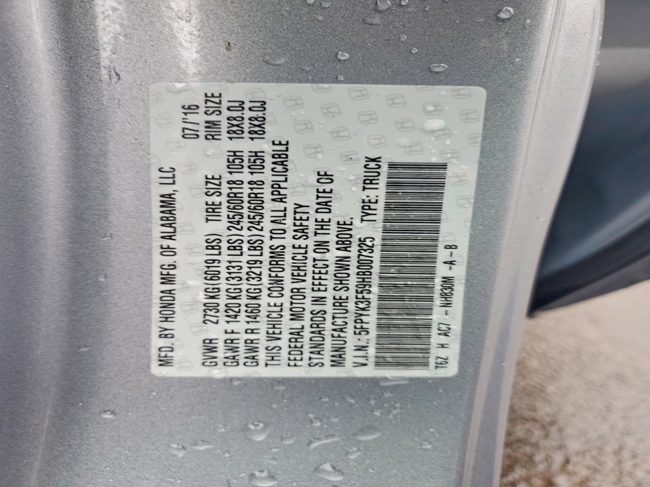 2017 Honda Ridgeline RTL