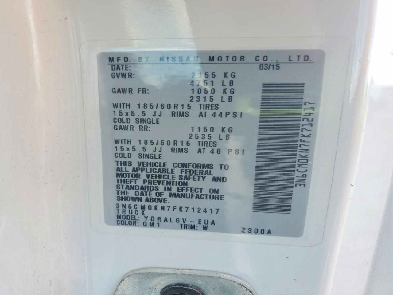 2015 Nissan NV200 Utility / Service Van