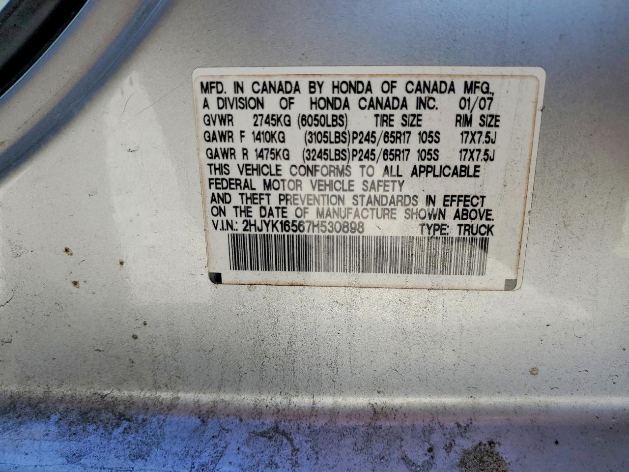 2007 Honda Ridgeline RTL