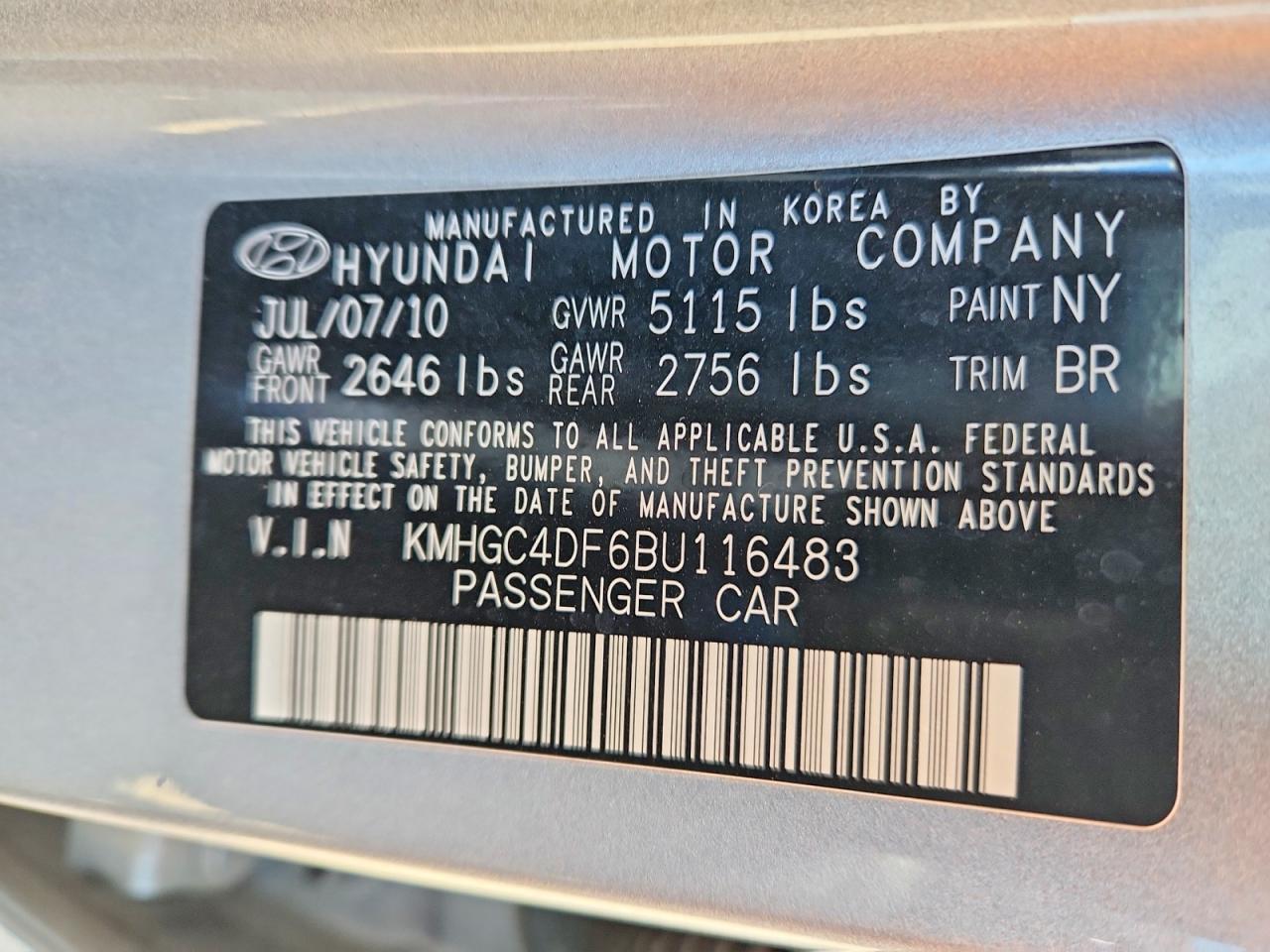 2011 Hyundai Genesis 4.6l V8