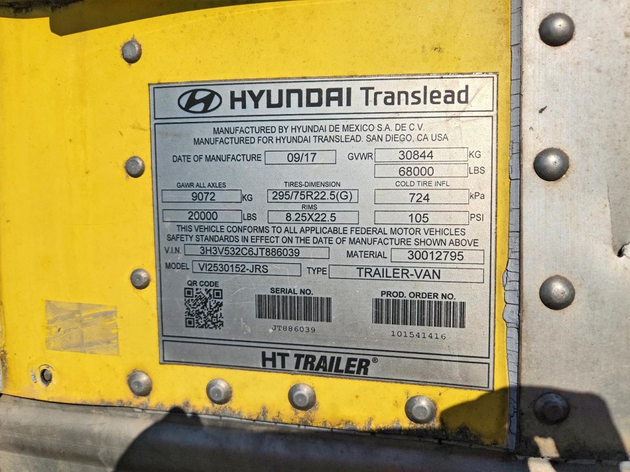 2018 Hyundai Translead Inc 2018 Hyundai Translead VI2530152-JRS DRY Van Trail