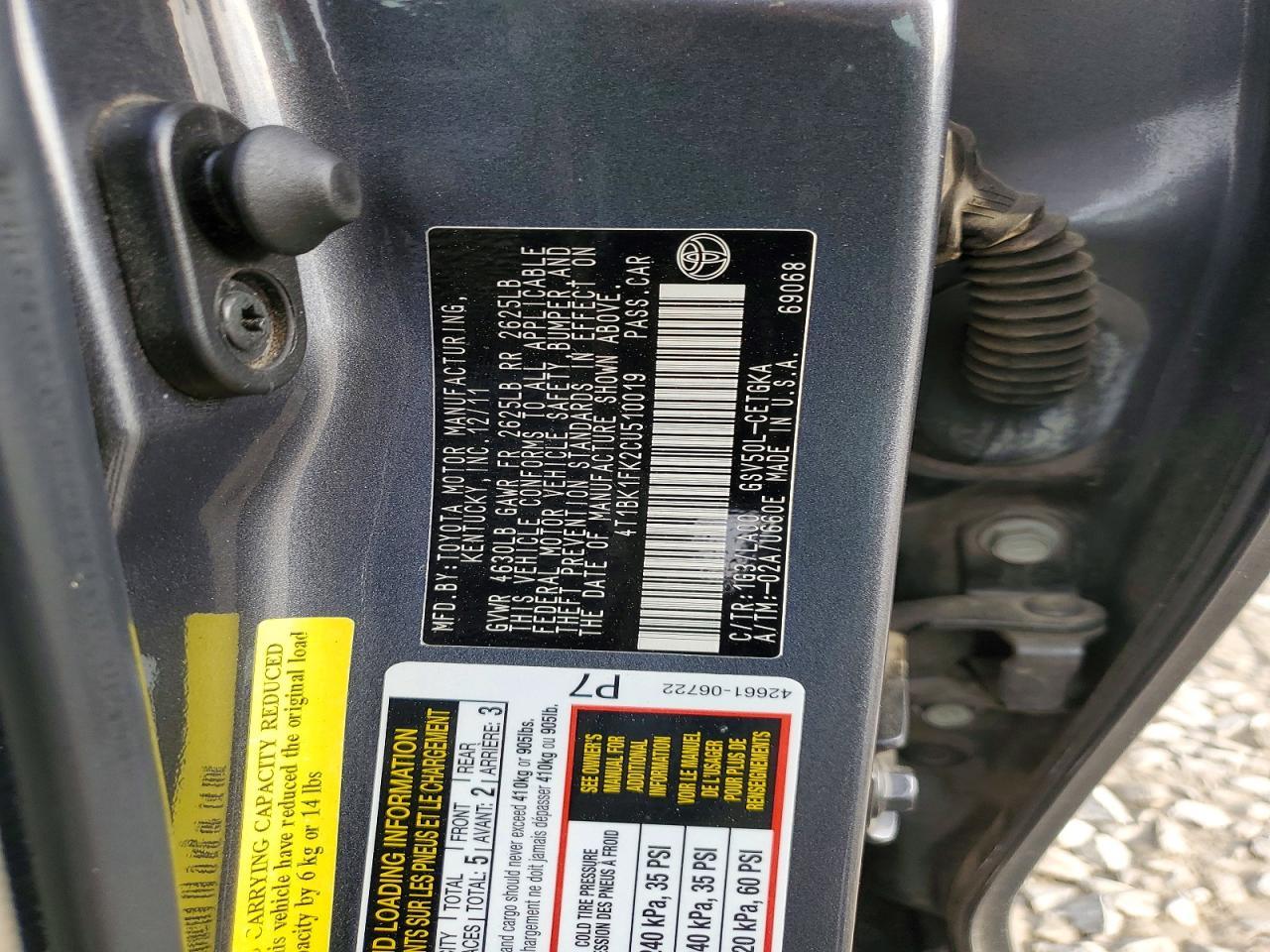 2012 Toyota Camry xle V6