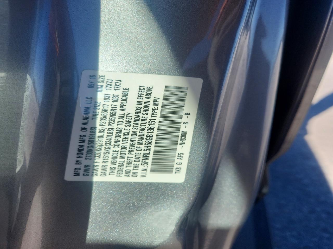 2016 Honda Odyssey exl