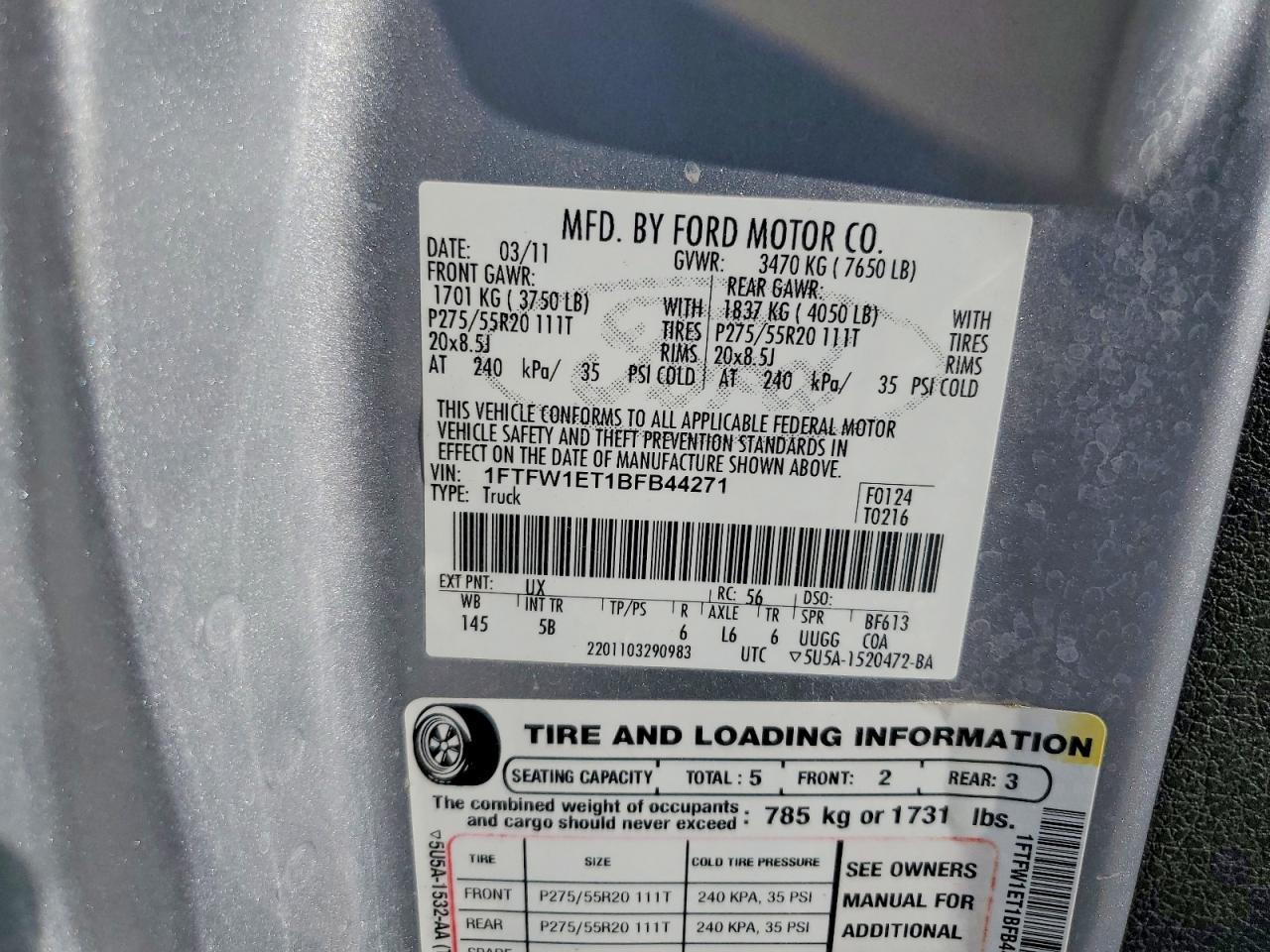2011 Ford F150 Supercrew