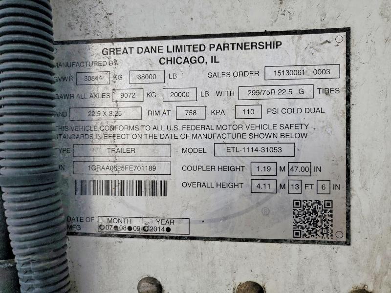 2015 Great Dane 2015 Great Dane ETL-1114-31053 Refrigerated Van TR