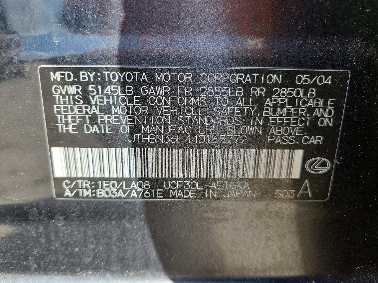 2004 Lexus Ls 430 Base