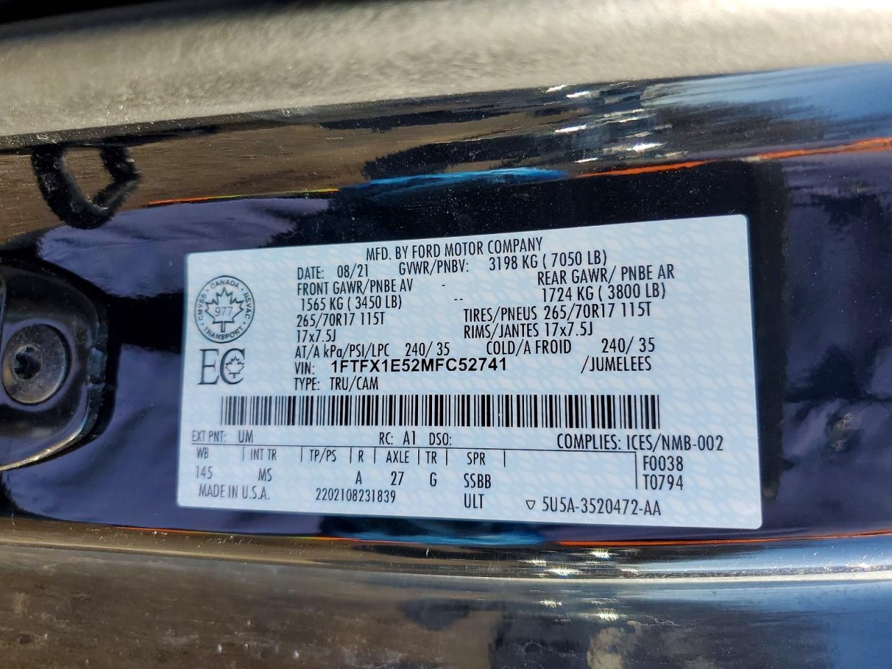2021 Ford F150 Super Cab