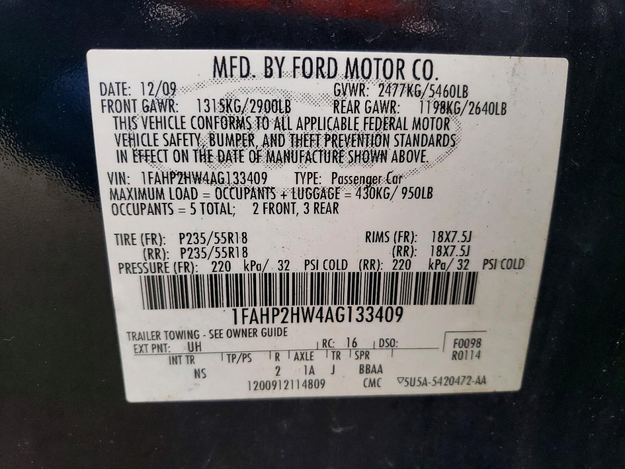 2010 Ford Taurus sel