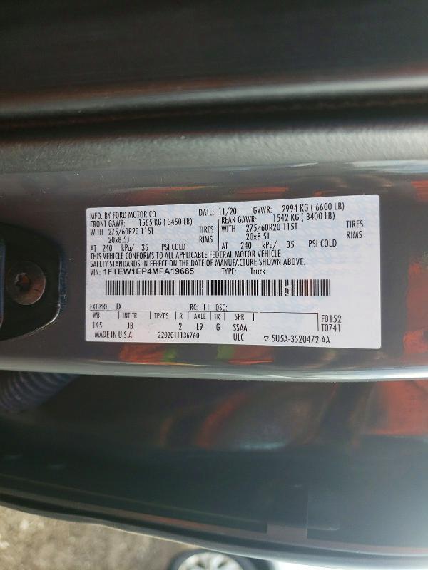 2021 Ford F150 Supercrew