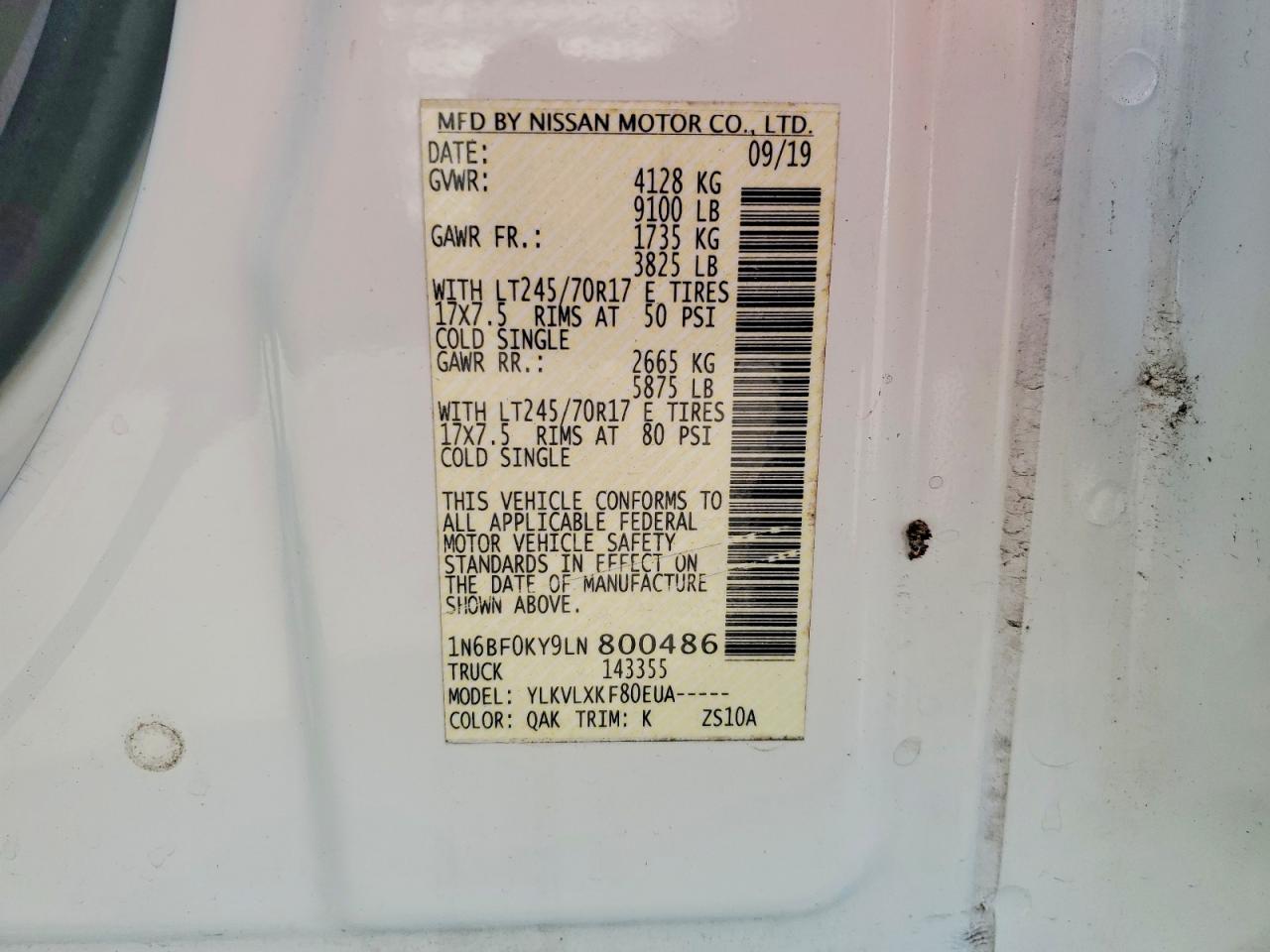 2020 Niss AN NV 2500 Delivery Van