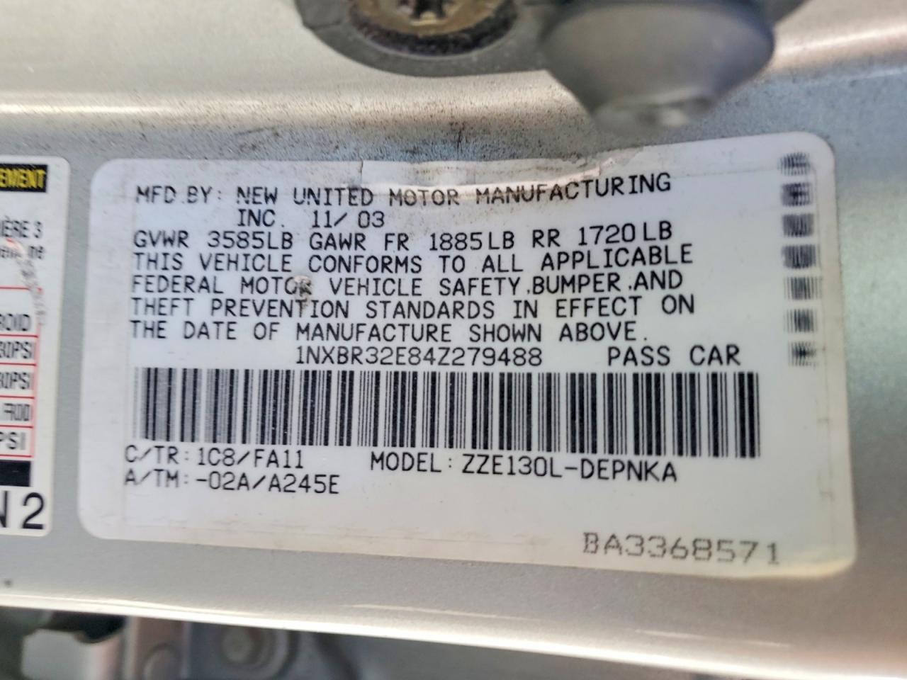 2004 Toyota Corolla le