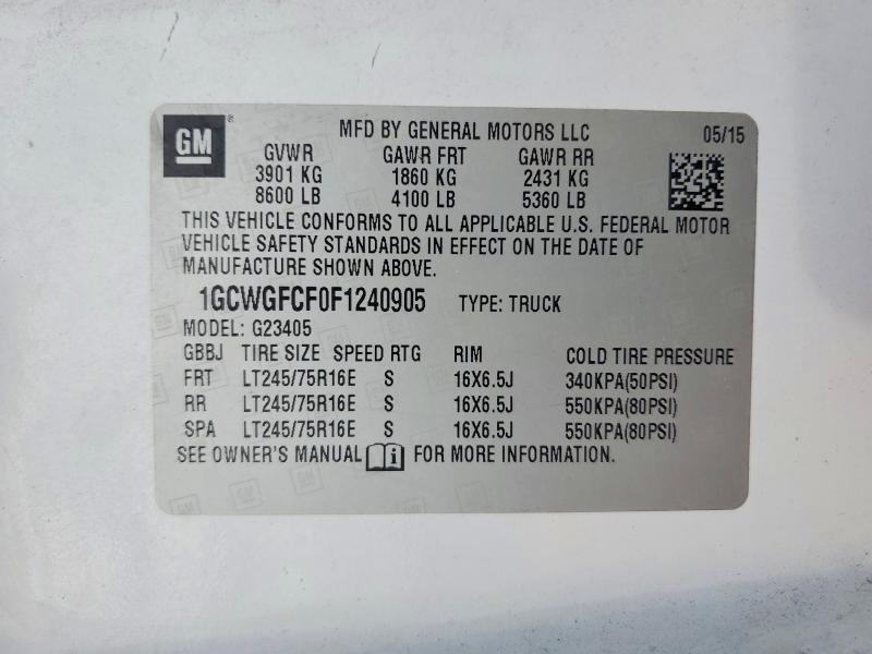 2015 Chevrolet Express 2500 Cargo Utility / Service van