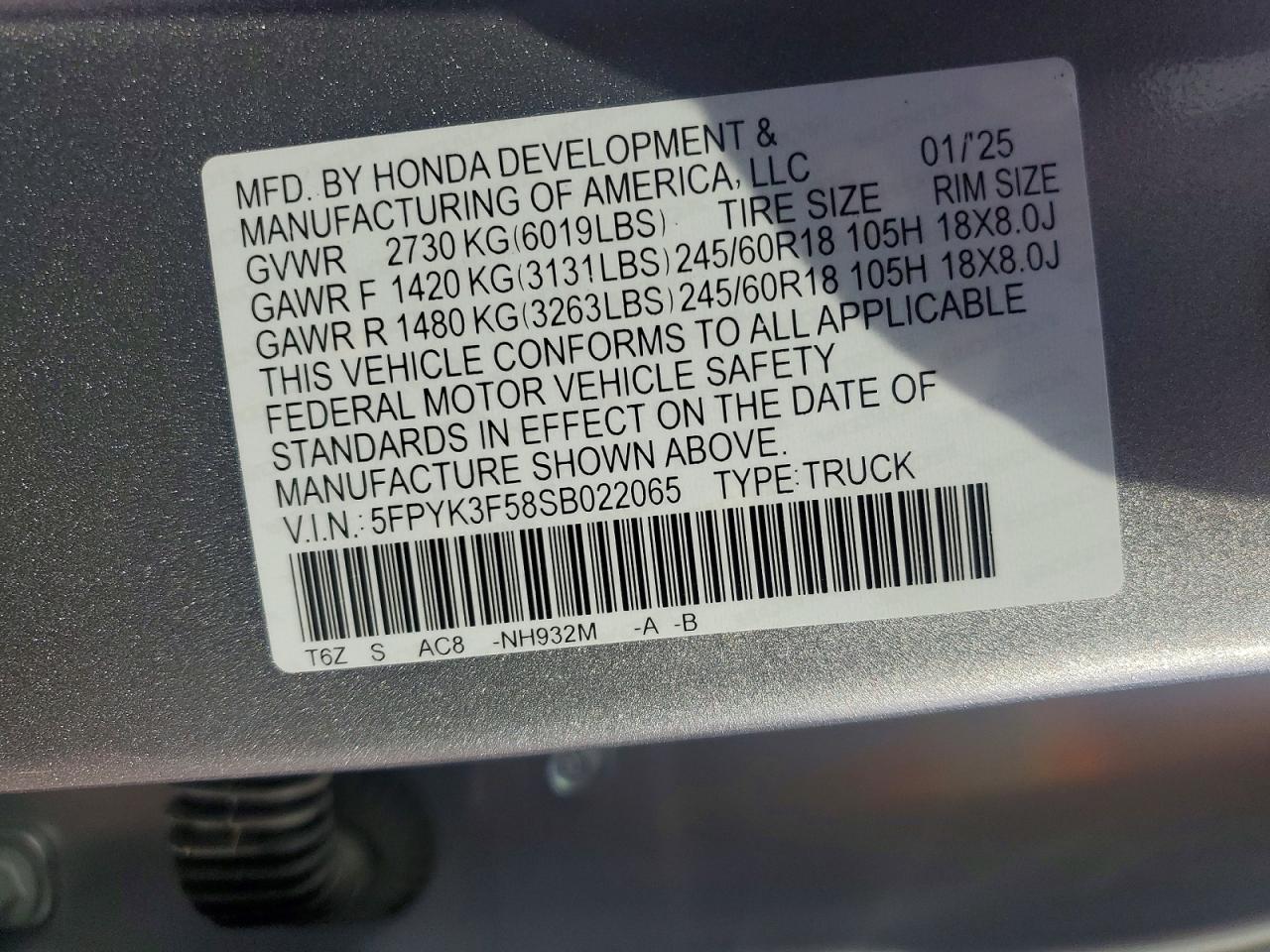 2025 Honda Ridgeline RTL