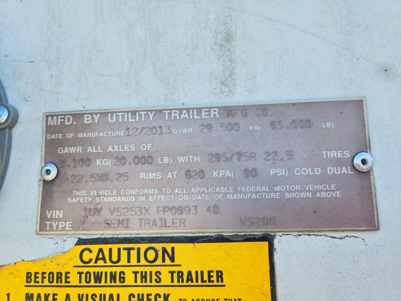 2015 Utility VS2DX DRY Van Trailer