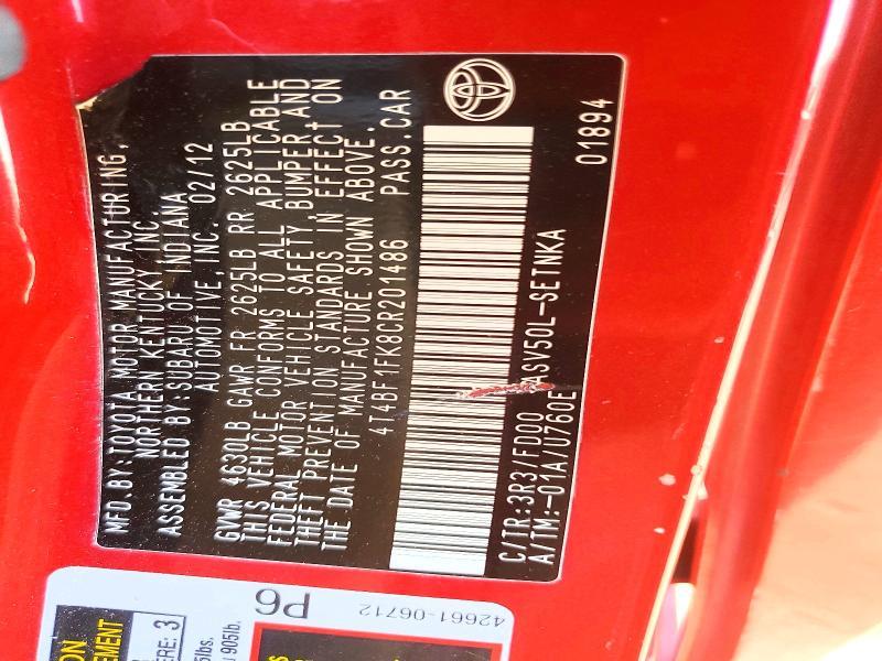 2012 Toyota Camry le