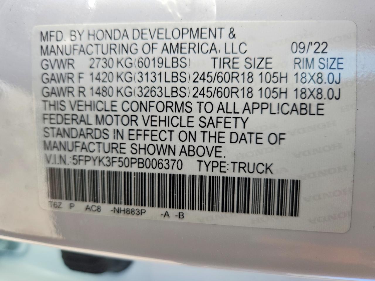 2023 Honda Ridgeline RTL