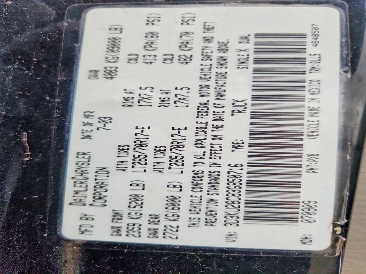 2003 Dodge RAM 2500 ST