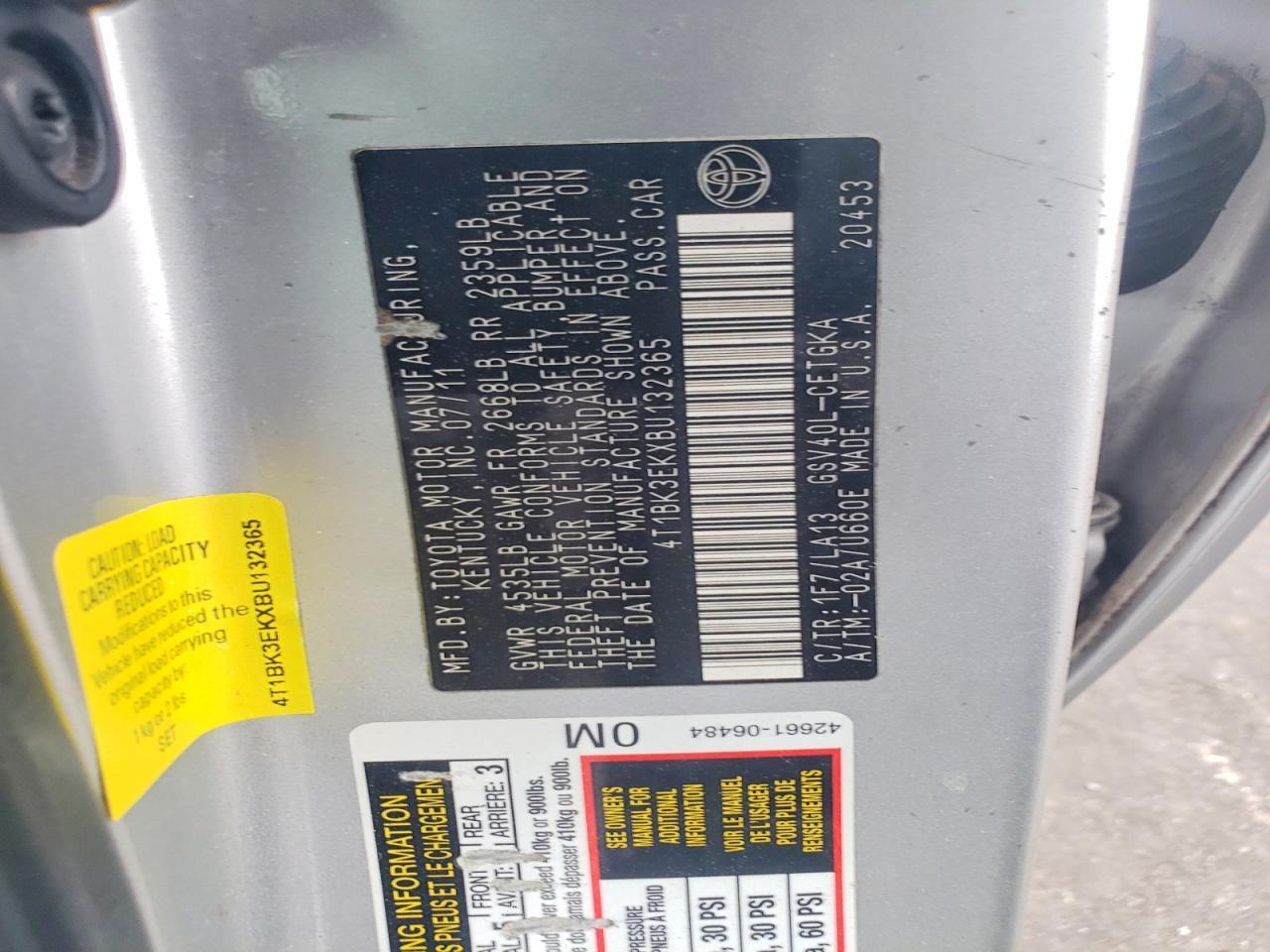 2011 Toyota Camry xle V6