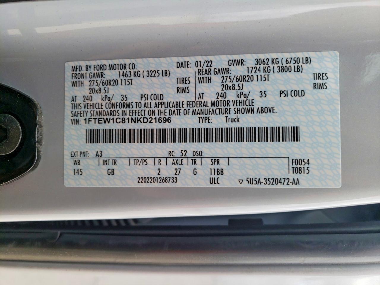 2022 Ford F150 Supercrew