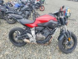 Salvage motorcycles for sale at American Canyon, CA auction: 2015 Yamaha FZ07 C