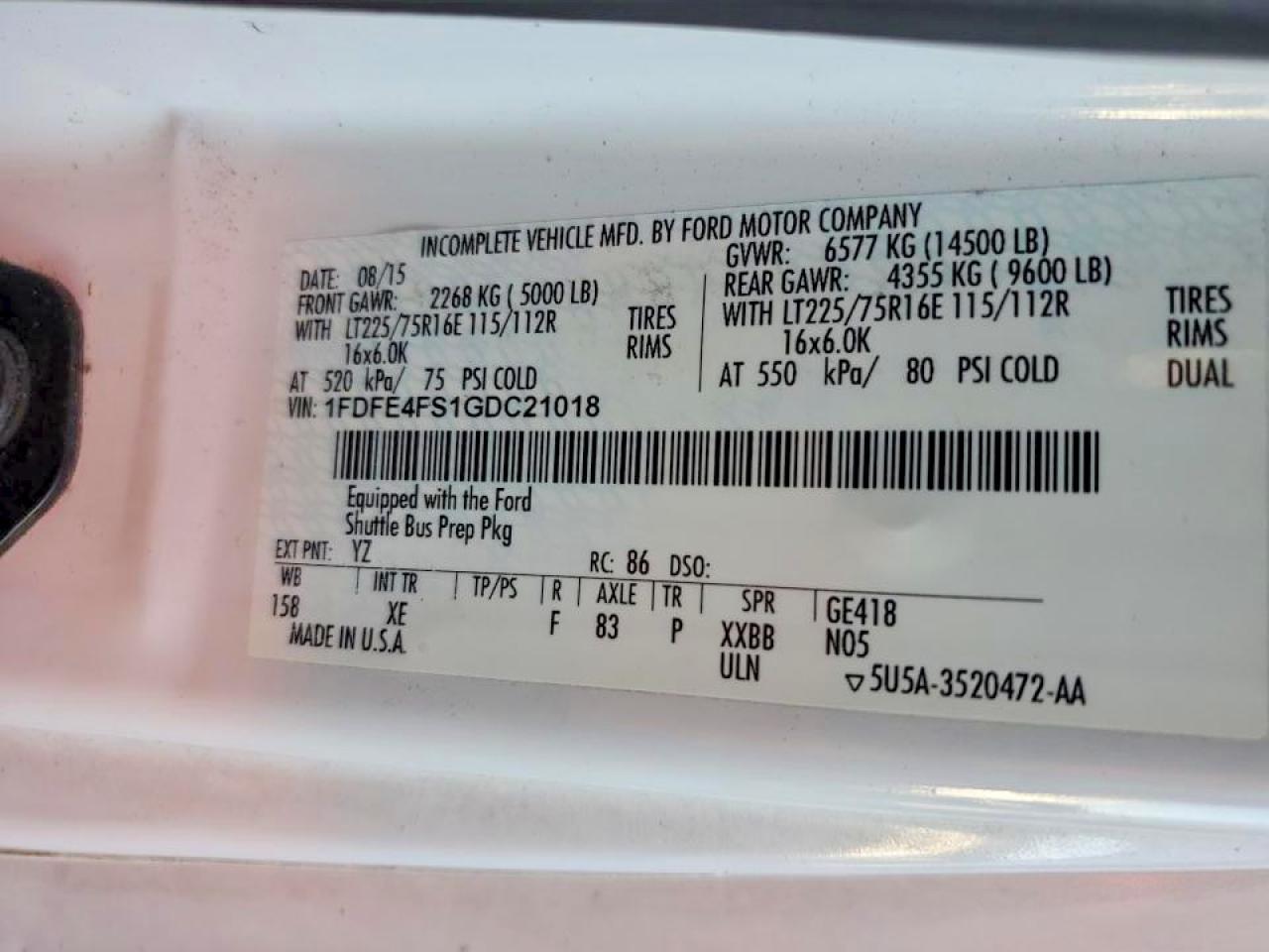 2016 Ford E450 Shuttle Bus