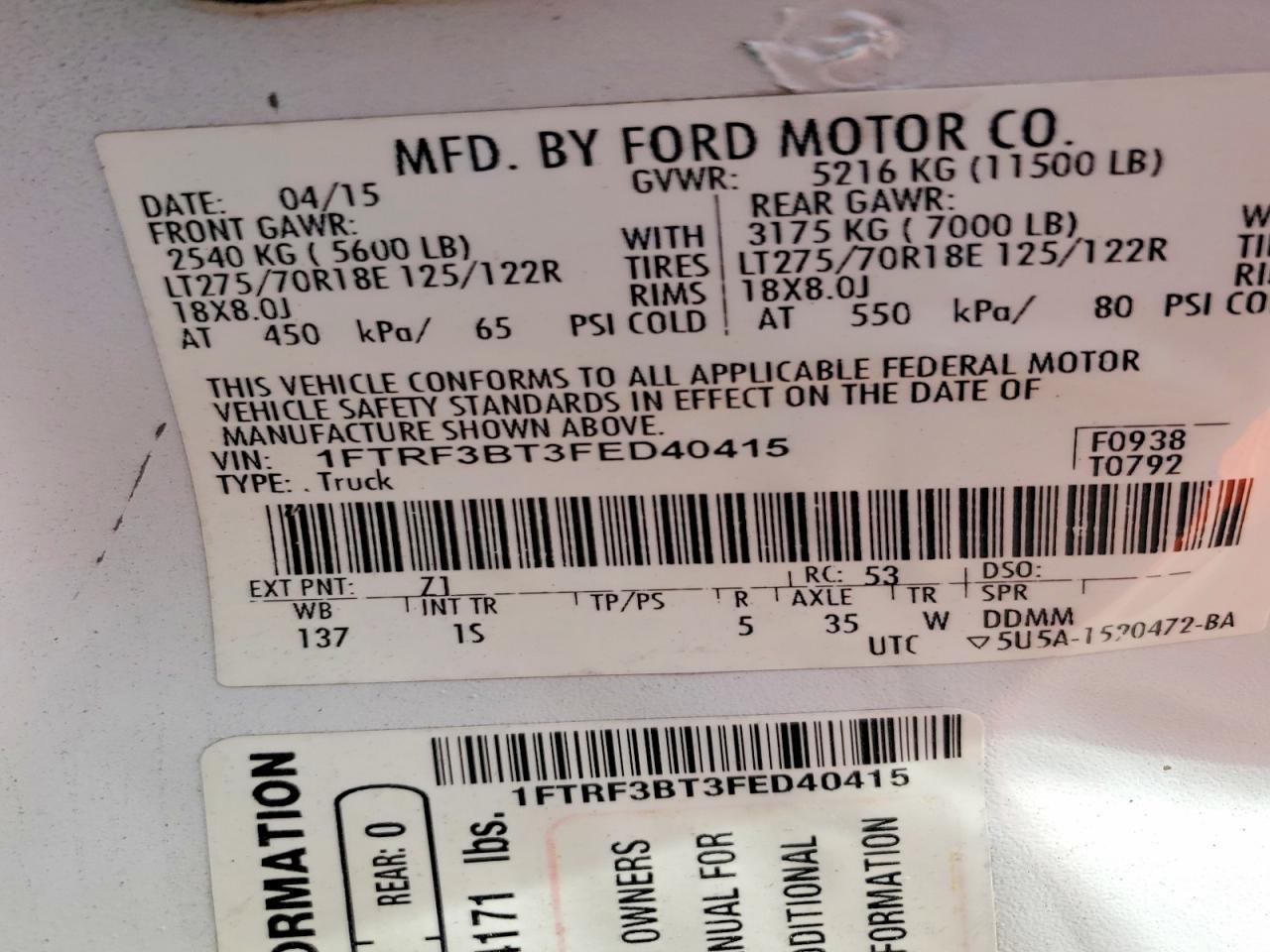 2015 Ford F350 Super Duty