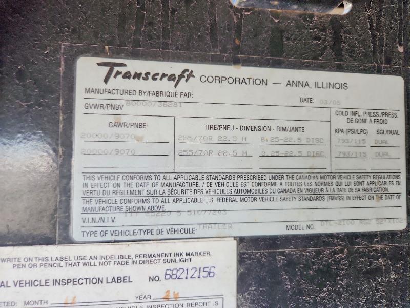 2005 Transcraft DTL 2100 Drop Deck Trailer