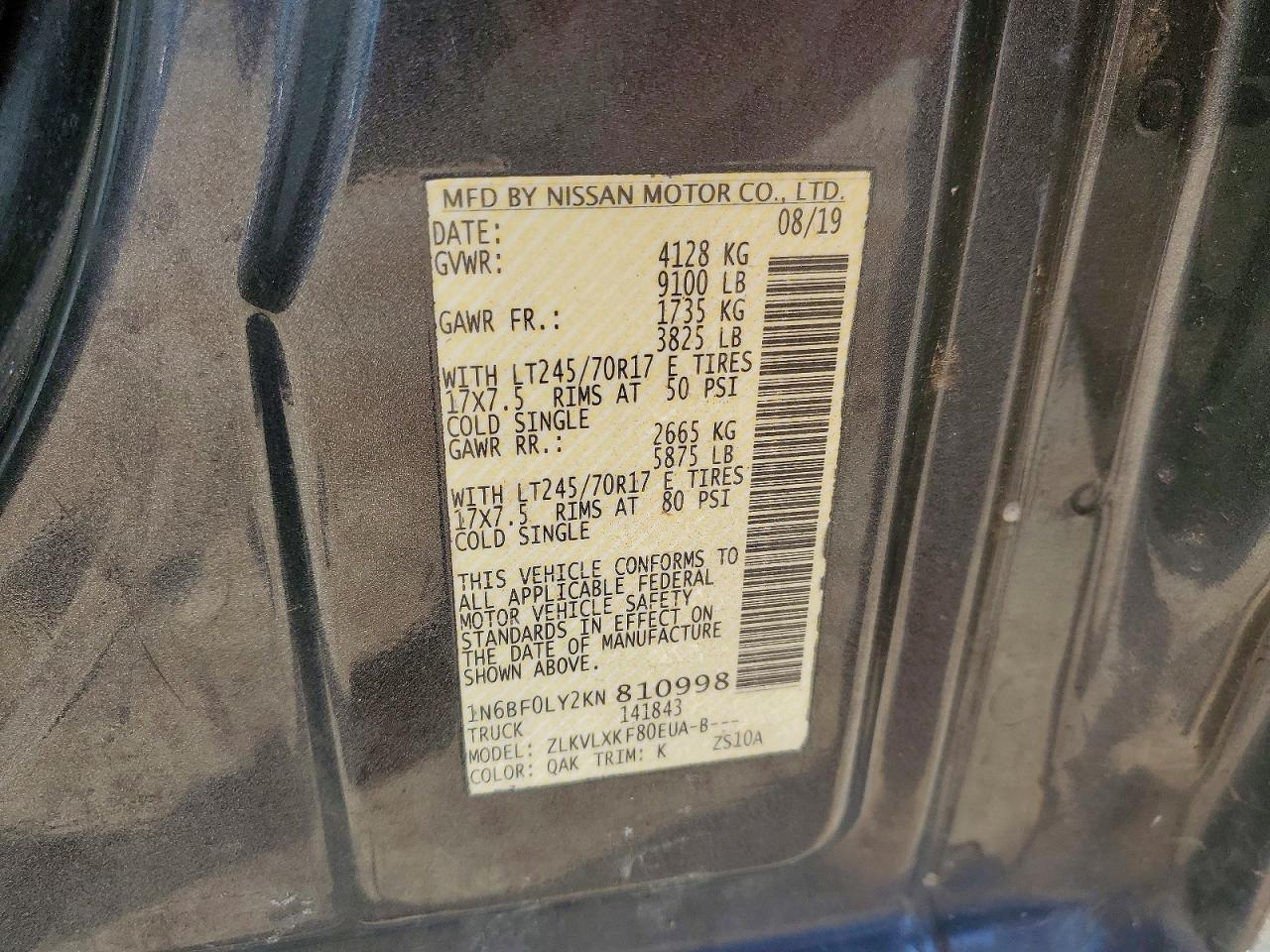 2019 Nissan NV 2500 HD SV