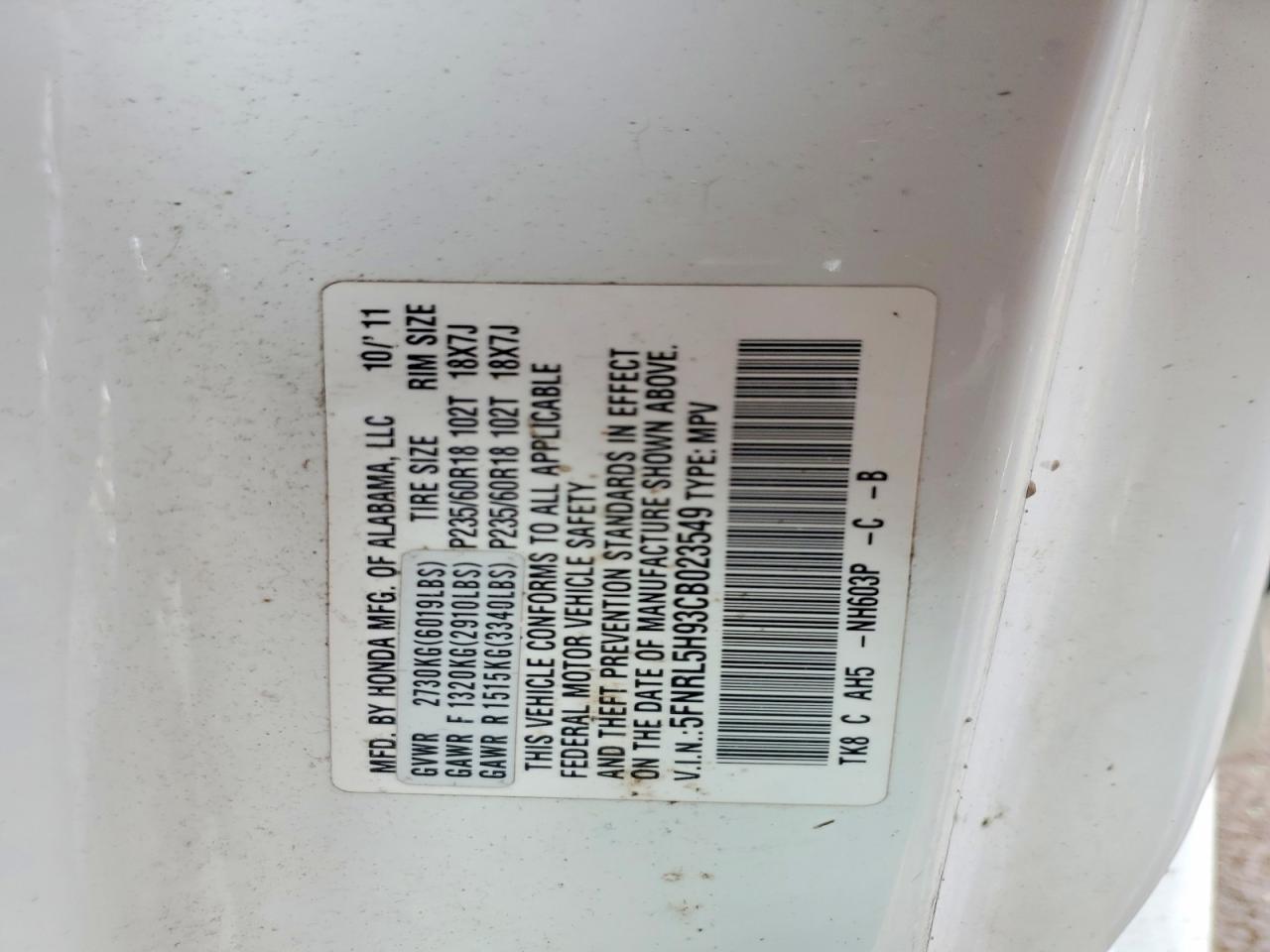 2012 Honda Odyssey Touring