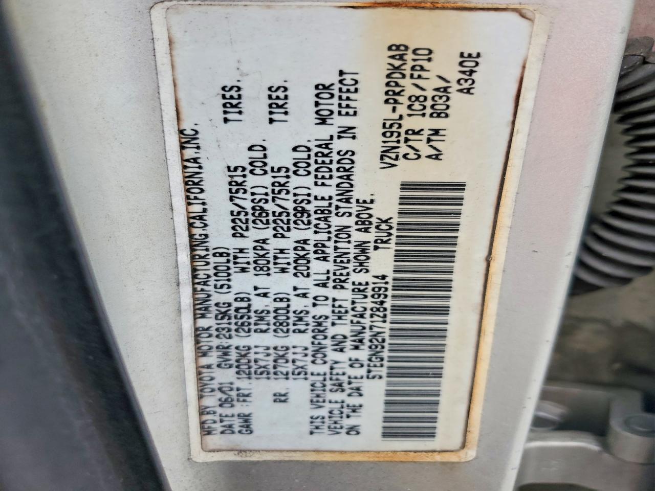 2001 Toyota Tacoma Prerunner V6