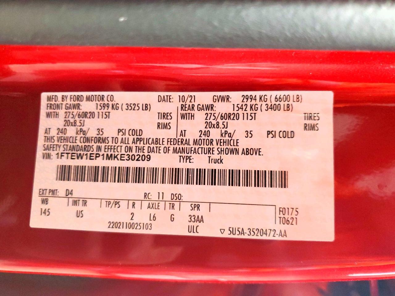 2021 Ford F150 Supercrew