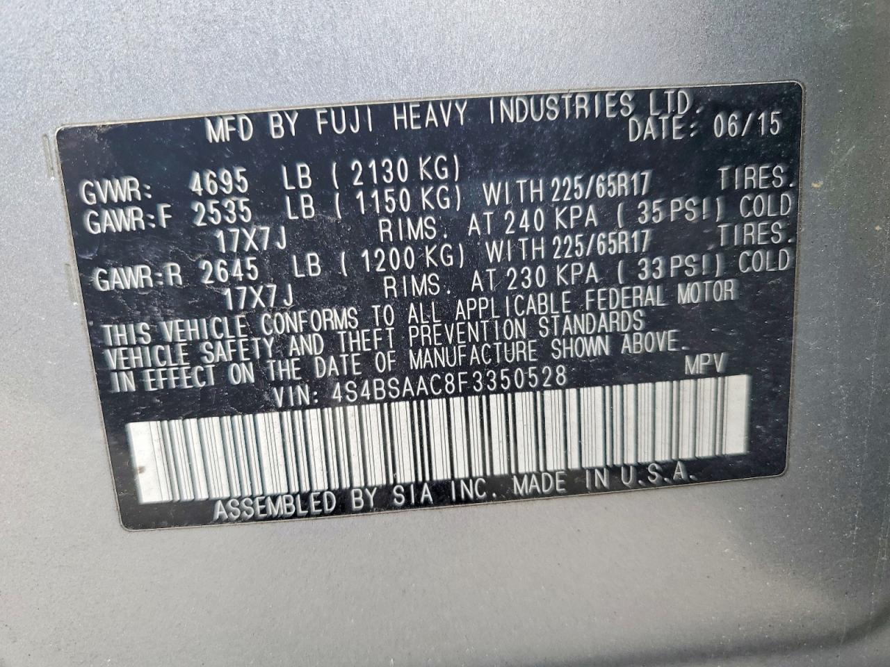 2015 Subaru Outback 2.5i