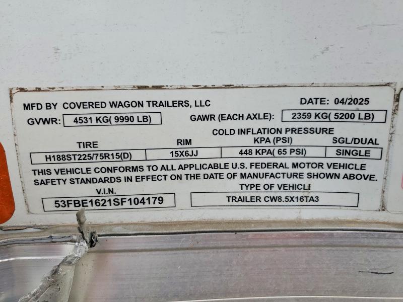 2025 Covered Wagon Traile 2025 Covered Wagon CW8.5X16TA3 Enclosed Cargo Trai