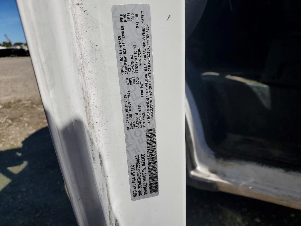 2023 Dodge RAM Promaster 3500  High Roof Delivery Van