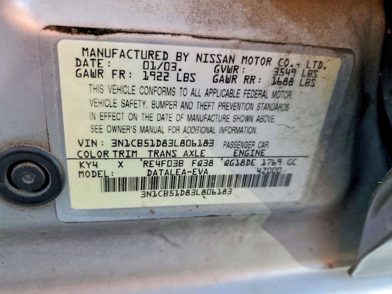 2003 Nissan Sentra xe
