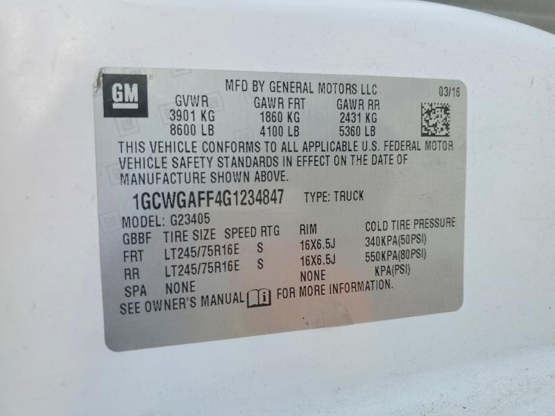 2016 Chev Rolet Express 2500 Cargo Utility / Service Van