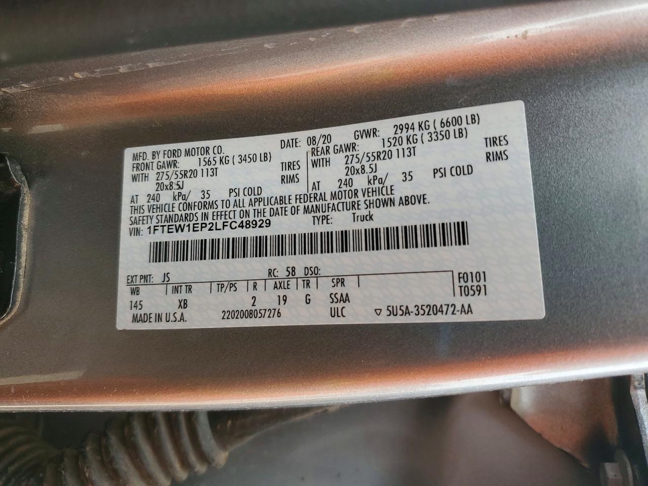 2020 Ford F150 Supercrew