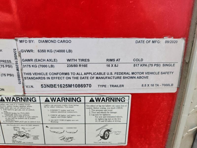 2021 Diamond Cargo 2021 Diamond Builders TRA 7X16 Enclosed Cargo