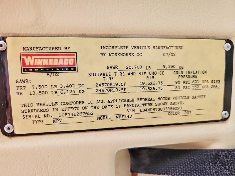 2003 Workhorse Custom Chassis WFF34D RV