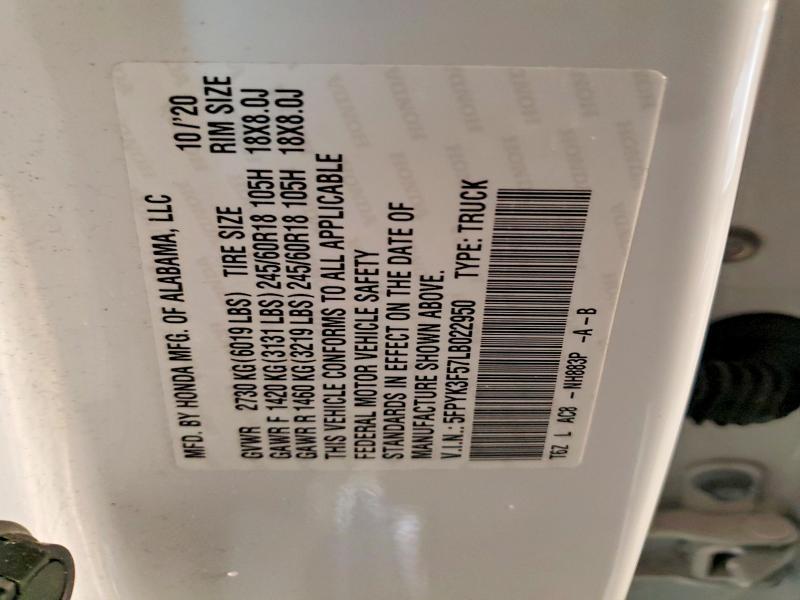 2020 Honda Ridgeline rtl