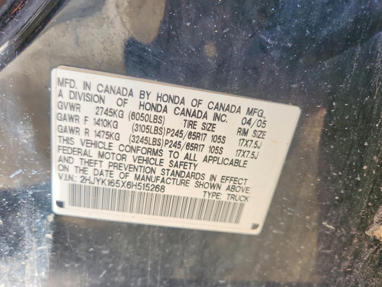 2006 Honda Ridgeline RTL