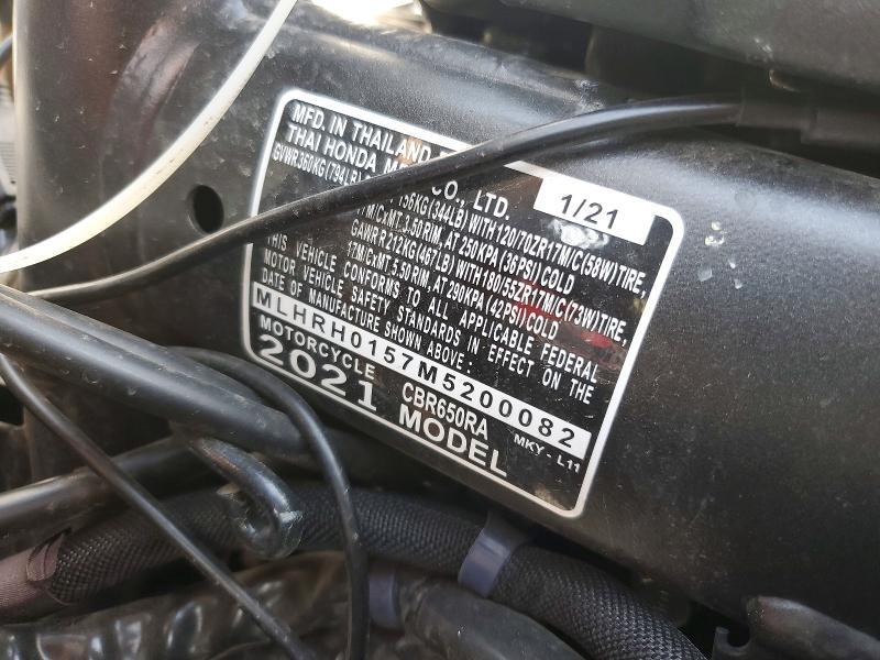 2021 Honda CBR650 RA