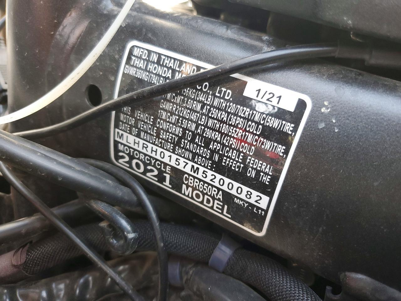 2021 Honda CBR650 RA