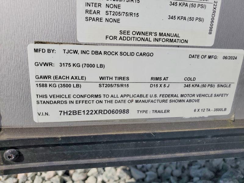 2024 Rock Solid Carg O 6X12TA Enclosed Cargo Trailer