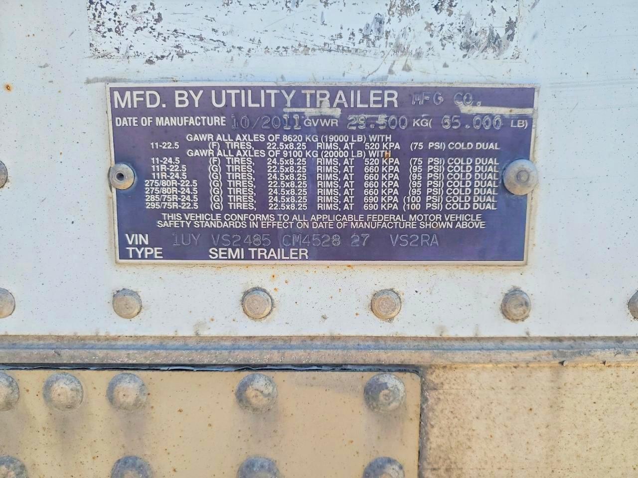 2012 Utility VS2RA Refrigerated Van Trailer