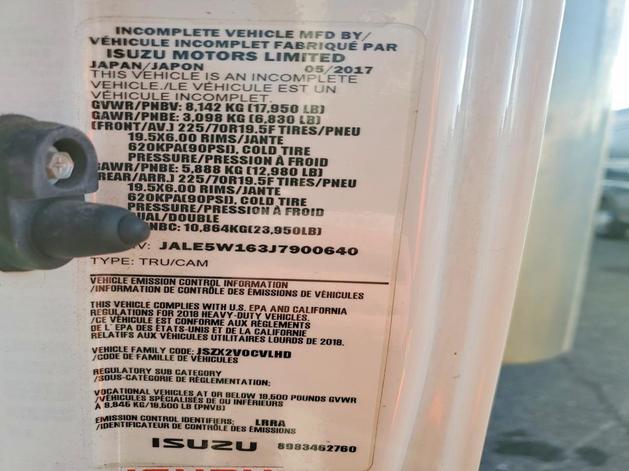 2018 Isuzu NQR BOX Truck