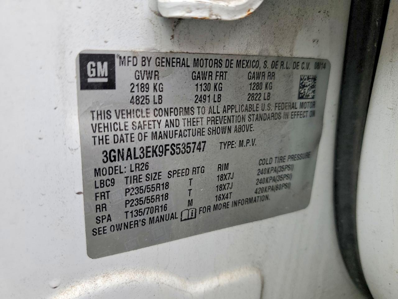 2015 Chevrolet Captiva lt